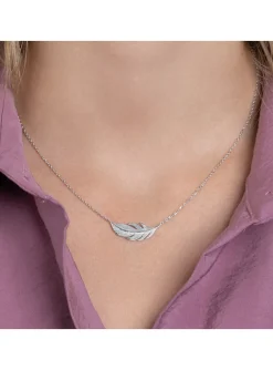Collier Brillaxis plume argent