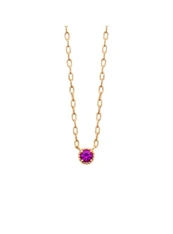 Collier Brillaxis solitaire rouge_x005f_x000D_Plaqué or
