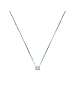 Collier Brillaxis solitaire oxyde de zirconium 6mm_x005f_x000D_argent rhodié