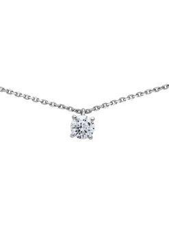 Collier Brillaxis solitaire oxyde or blanc 5 mm
