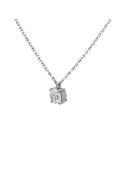 Collier Brillaxis solitaire oxyde or blanc 5 mm