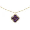 Collier Brillaxis trèfle or améthystes oxydes