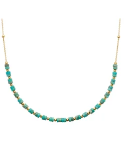 Collier Brillaxis turquoise plaqué or_x005f_x000D_45 cm