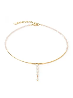 Collier Coeur de Lion Drops Perles d'eau douce doré