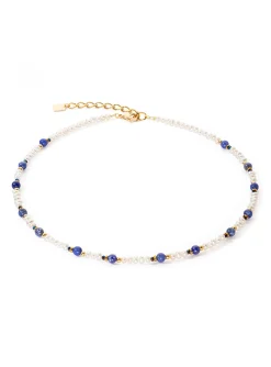 Collier Coeur de lion Flow doré perles d’eau douce_x005f_x000D_sodalite