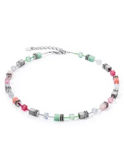 Collier Coeur de Lion GeoCUBE Iconic vert/rose