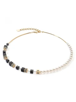 Collier Coeur de Lion GeoCUBE® Precious_x005f_x000D_Fusion Pearls noir-doré