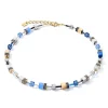 Collier Coeur de Lion Geocube bleu doré