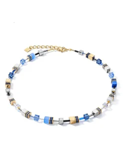 Collier Coeur de Lion Geocube bleu doré
