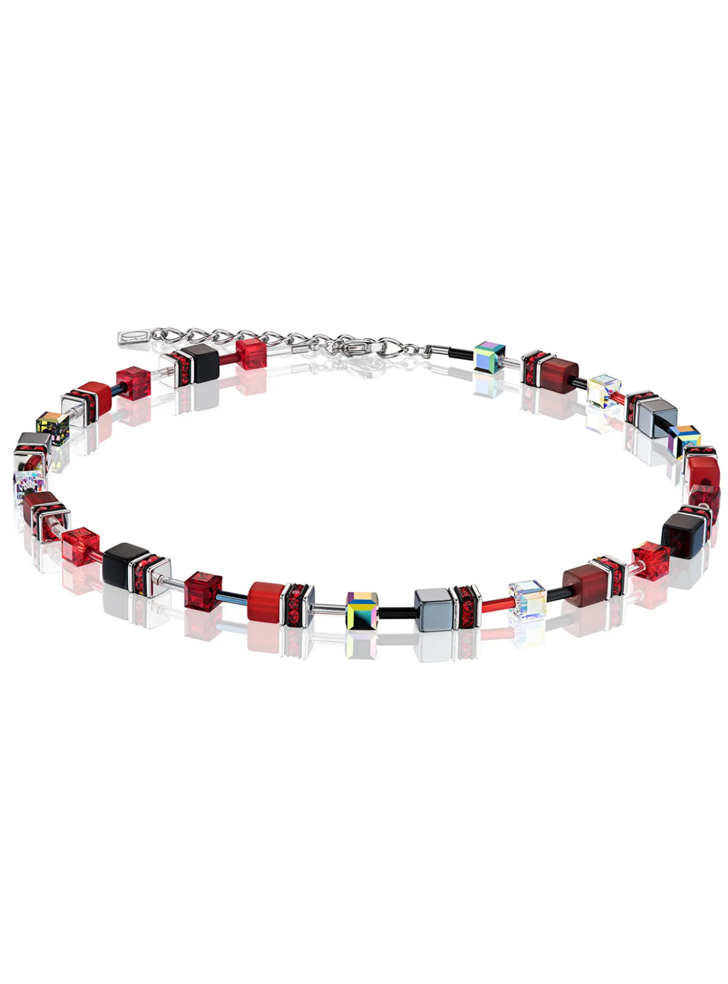 Collier Coeur de Lion Geocube rouge et hématite
