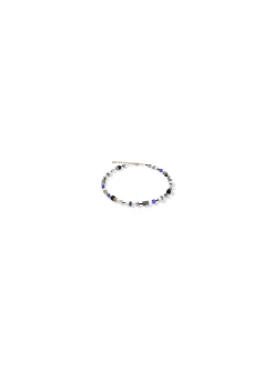 Collier Coeur de Lion Geocube or rose, blanc et bleu
