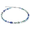 Collier Coeur de Lion GeoCube bleu-vert