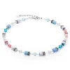 Collier Coeur de Lion GeoCUBE® Iconic bleu-rose