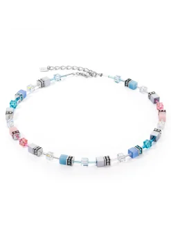 Collier Coeur de Lion GeoCUBE® Iconic bleu-rose