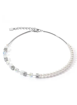 Collier Coeur de Lion GeoCUBE Precious fusion_x005f_x000D_Pearls blanc