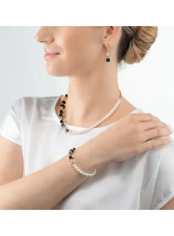 Collier Coeur de Lion GeoCUBE® Precious_x005f_x000D_Fusion Pearls noir-doré