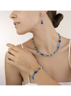 Collier Coeur de Lion GeoCube bleu-vert