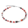 Collier Coeur de Lion Géocubes rouge et marbre