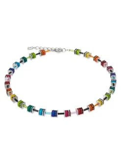 Collier Coeur de Lion GéoCube acier perles carrées_x005f_x000D_ton arc-en-ciel