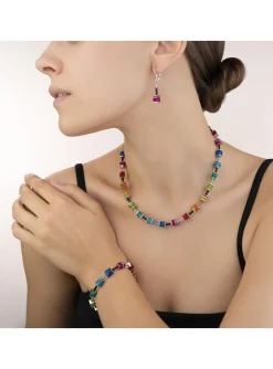 Collier Coeur de Lion GéoCube acier perles carrées_x005f_x000D_ton arc-en-ciel