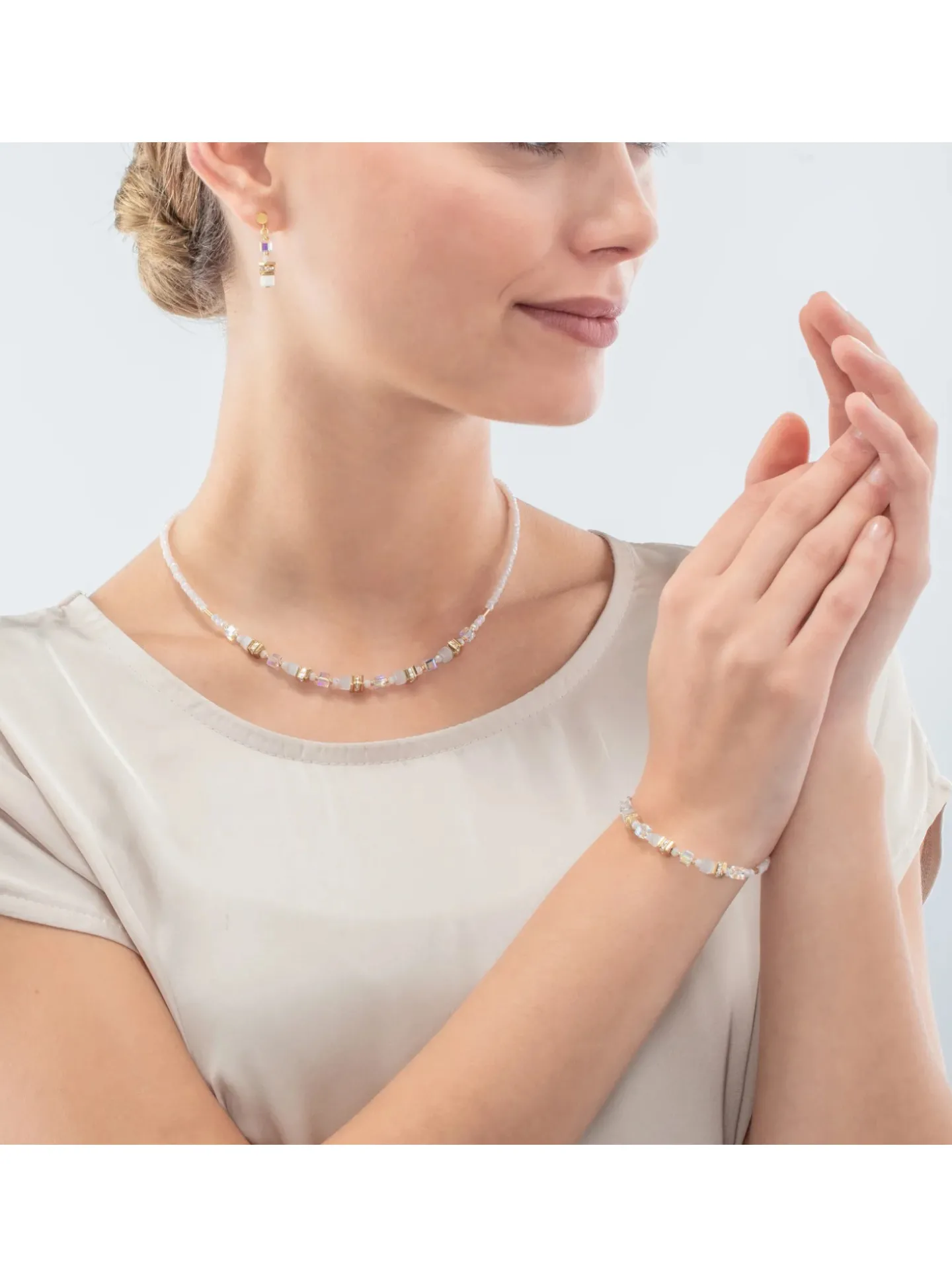 Collier Coeur de Lion motif mini cube blanc