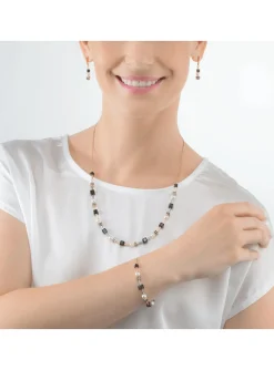 Collier Coeur de lion Mysterious Cubes et Pearls_x005f_x000D_doré et noir