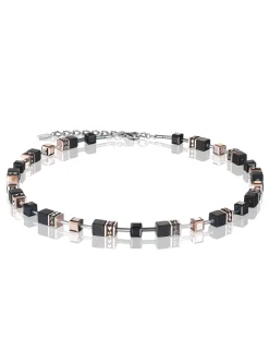Collier Coeur de Lion onyx noir acier doré