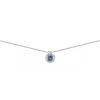 Collier coeur diamants saphir or blanc 18 carats