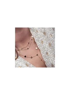 Collier double Zag Bijoux Falls acier doré Grenat