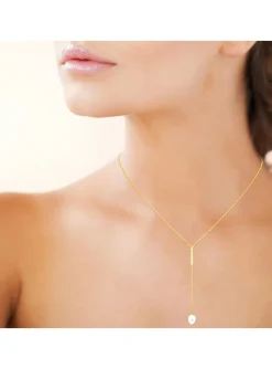 Collier en Y Brillaxis perle de culture_x005f_x000D_plaqué or