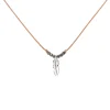 Collier Fil Beige Perles Argent et Plume