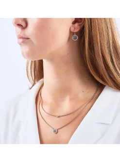 Collier Fossil double rosé avec disque nacré