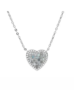 Collier Fossil Elliott coeur nacre bleue
