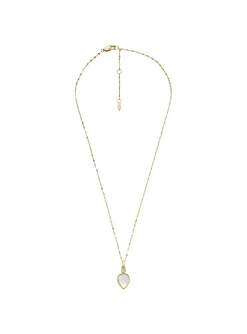 Collier Fossil pendentif Teardrop en nacre
