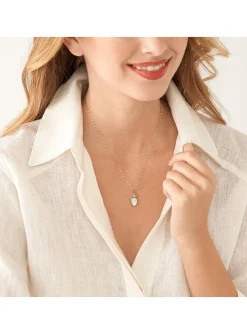 Collier Fossil pendentif Teardrop en nacre