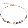 Collier GeoCUBE Coeur de lion dorée rose multicolore