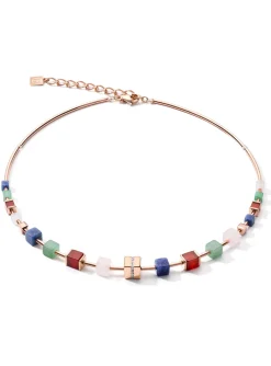 Collier GeoCUBE Coeur de lion dorée rose multicolore