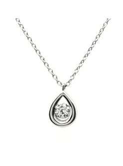 Collier goutte solitaire diamant or blanc 18 carats_x005f_x000D_0.050 ct