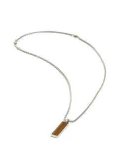Collier homme GEMINI Galli_x005f_x000D_acier et oeil de tigre