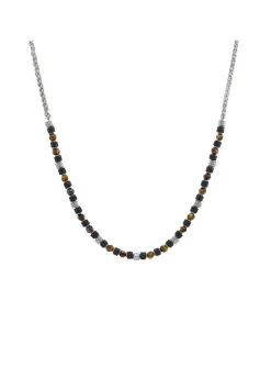 Collier homme Jourdan Bengale acie oeil de tigre_x005f_x000D_pierre de lave