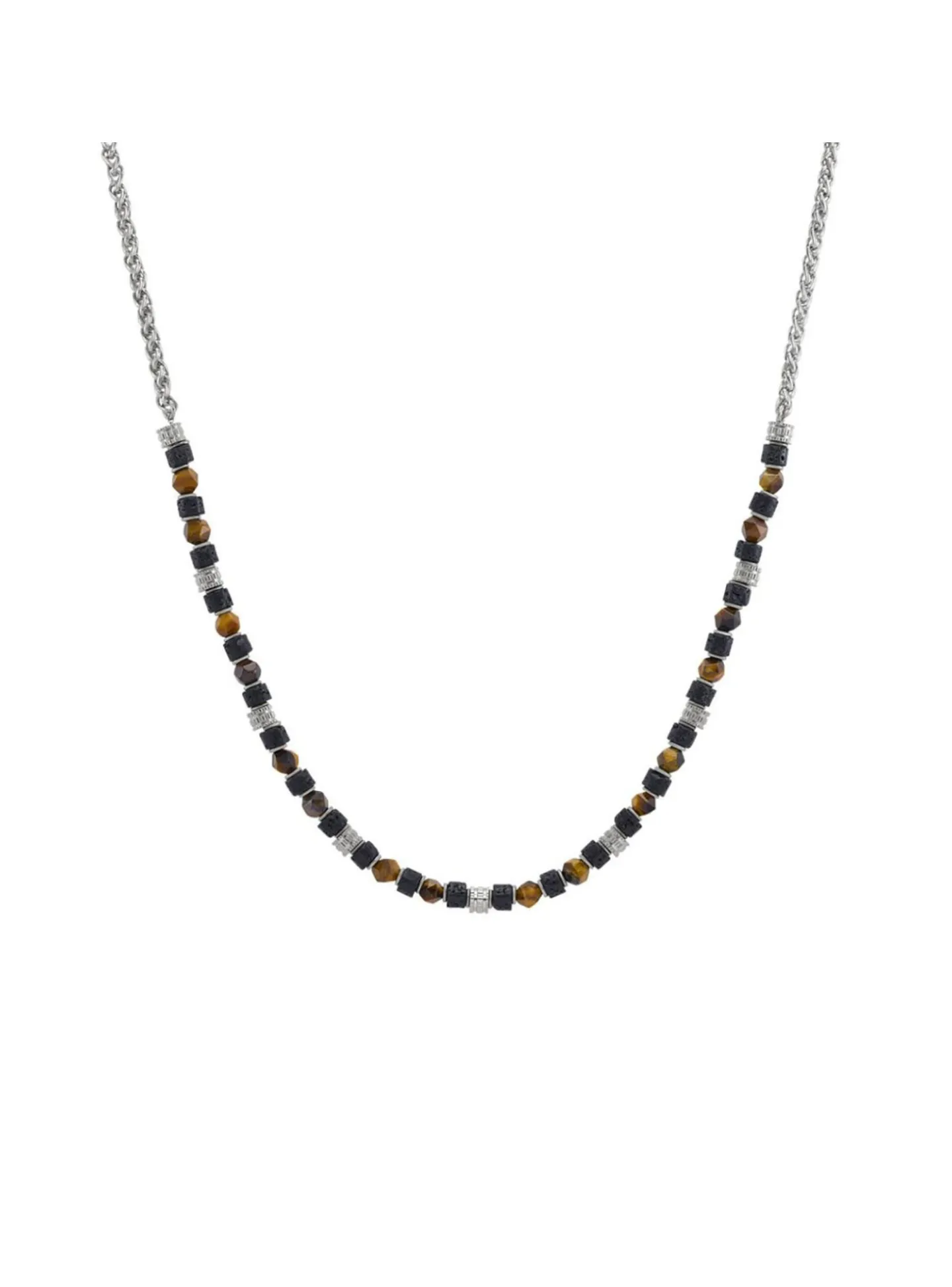 Collier homme Jourdan Bengale acie oeil de tigre_x005f_x000D_pierre de lave