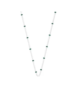 Collier Les Cadettes chaine bille laque bleu canard