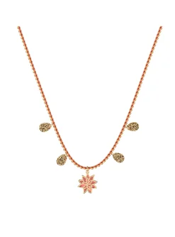 Collier Les Cadettes doré coral_x005f_x000D_pampilles fleur de lotus corail