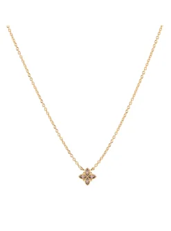 Collier Les Cadettes doré fleur oxydes blancs