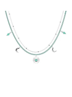 Collier Les Cadettes Mia argenté bleu