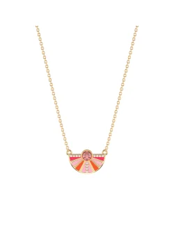 Collier Les Cadettes Sunrise_x005f_x000D_doré demi disque laqué rosé