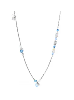 Collier long Coeur de Lion GeoCUBE argent-bleu