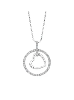 Collier Lotus en argent et oxydes coeur encerclé