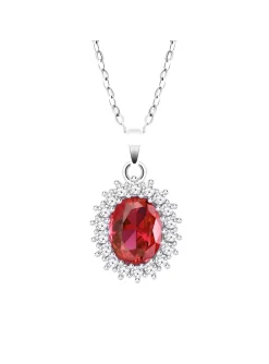 Collier Lotus Silver Marguerite oxyde rouge