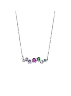 Collier Lotus Silver motif pierres multicolores